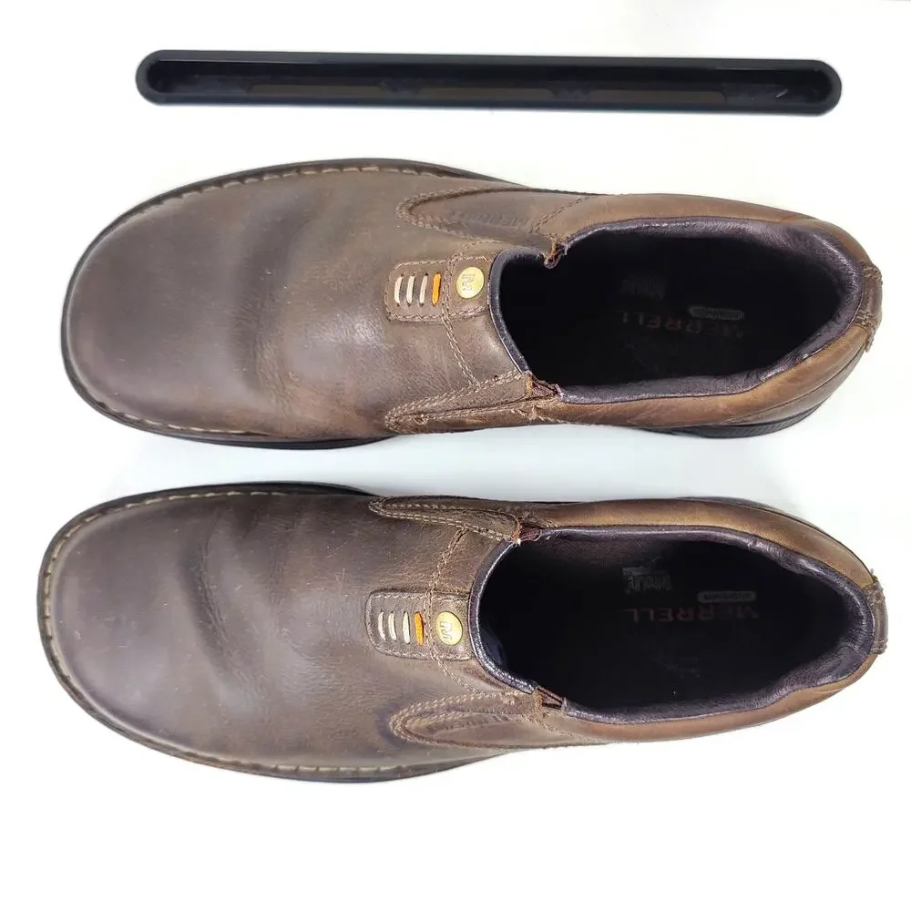 Merrell World Legend Moc Dark Earth Leather Slip On Shoes Men's US 10.5